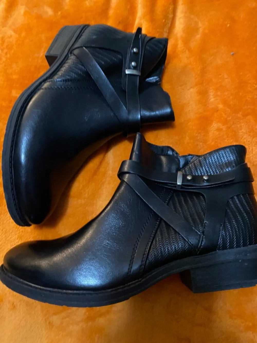 Women’s Baretraps  Black Ankle Boots with Decorative Strap